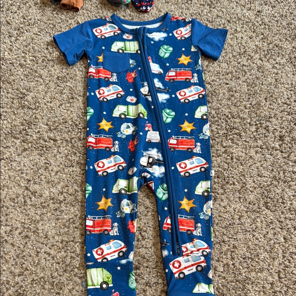 Bamboo necessities Kids Blue To the rescue One Piece romper